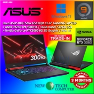 #RG142 USED ASUS ROG STRIX G513QM R9 Gaming Laptop AMD RYZEN R9-5900HX 16GB 512GB SSD NVIDIA RTX3060