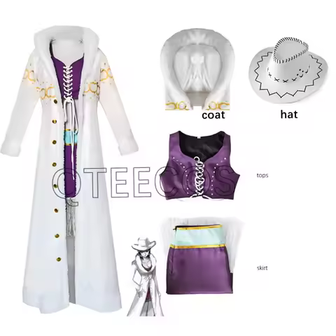 One Nico Robin Cosplay Costumes Long Fur Collar Coat Dress Hat Outfits Piece Halloween Carnival Suit