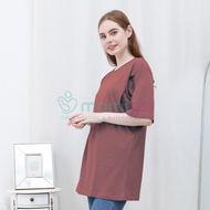 Momiasi - Baju Kaos Ibu Menyusui Wanita Busui Nursing Wear Lengan Pendek Jumbo Bukaan Belahan Sampin
