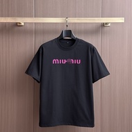 Y7YP MIUMIU Men's Short-Sleeved Simple Men's Pure Cotton Printed T-Shirt
