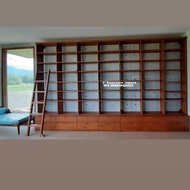 rak buku perpustakaan kayu jati / almari buku perpustakaan