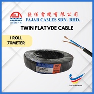 FAJAR CABLE 23/0.15 x 2 Core Twin Flat VDE Cable/Double PVC Twin Flat Speaker Cable (100% Pure Coppe