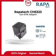 RAPAtech CH5323 Power Loop GaN PD 67W Charger Adapter with Retractable Cable USB-C