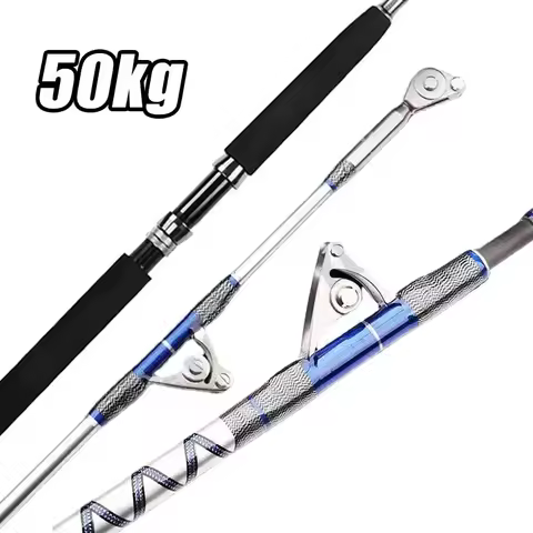 1.98M 2.1M Saltwater Spinning Big Game Fishing Rod 50kg 2 Piece Offshore Trolling Rod Sea Boat Fishi