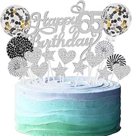 Cake Decoration Birthday Cake 65th Birthday Silver Black for Women Men - Cake Decoration Happy Birth