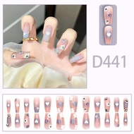 Fake nails Motif D441 24pcs + FREE LIQUID GLUE / nail art fake nails / fake nails / bridal fake nail