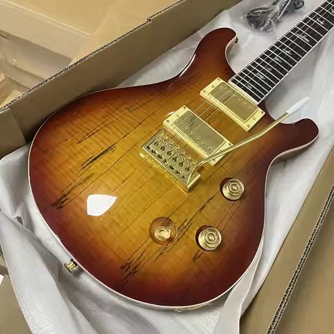 Sunburst prs Electric Guitar 2H Pickups Flame Maple Top Solid Body Free Shipping