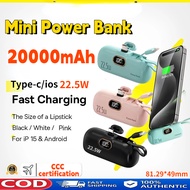 [CCC]22.5W Mini powerbank fast charging 20000mAh With cable Portable charger  ios/Type-c 2 output 5V