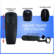 GP328 MOTOROLA Battery Belt Clip 3.5inch + Dust Cover + Volume + Chanel Knob - 1 Set (BLACK)