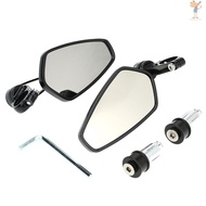 Pair of Motorcycle Universal 7/8" Handle Bar End Rearview Mirror CNC Aluminum 360° Rotation Bracket Side View Mirrors   MOTO101