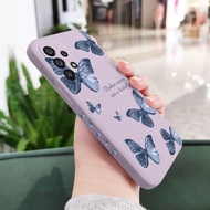 เคสผีเสื้อแดงน้ำเงิน Samsung Galaxy A73 A53 A33 A23 A13 A03 A03S A24 A04 A04S A05 A05S 5G 4G Core ซิลิโคนเหลวรูปแบบด้านข้าง