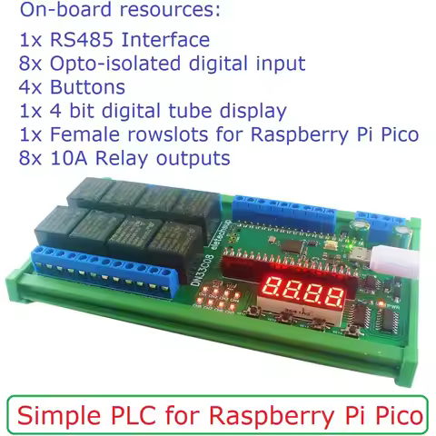 8ch RS485 Simple PLC IO Expanding Board Multifunction Delay Relay Module for RasPi RPI Raspberry Pi 