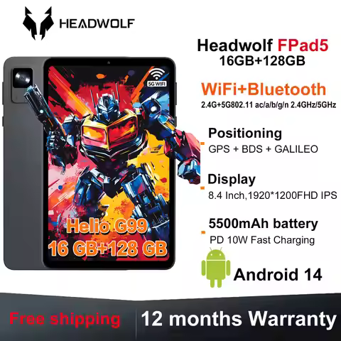 HEADWOLF FPad5 Android 14 Gaming Tablet 8.4 inch Max 16GB Ram 128GB UFS2.1 Octa-core MTK G99 Tablet