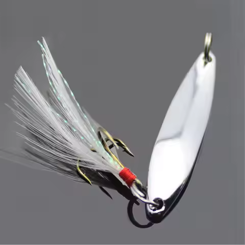 1Pcs 5g/7g/10g/13g/18g/21g Metal Fishing Lure Spoon Sequins Spinner with Feather Hard Bait For Sea L