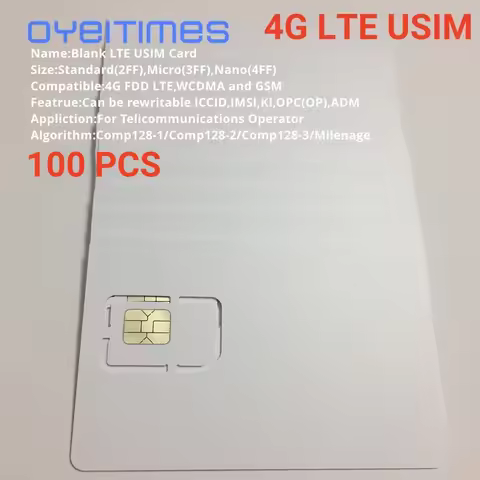 100pcs/lot Writable Programable Blank SIM USIM Card 4G LTE WCDMA GSM Nano Micro SIM Card with Micro 