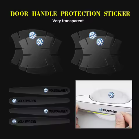 4/8Pcs Transparent Car Door Handle Protection Films Stickers For Volkswagen Polo Golf Tcross Scirocc