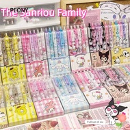 PEONIES 6Pcs Gel Pens, 0.5mm Melody Black Press Pen, Refill Cartoon Kuromi Sanrio Stationery Supplies Gift