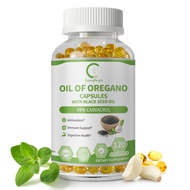 Oregano Oil Capsules with Black Seed Oil 99% Carvacrol Immune & Digestive Support Antioxidant Supple