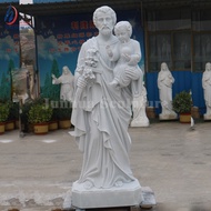 Life Size Religious White Marble Statue price Saint Joseph with Baby Jesus Sculpture