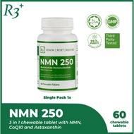 HALAL NMN 250 60 chewable tablets 3 in 1 NMN,CoQ10,Astaxanthin single pack