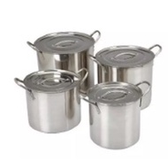 8/12/16/20 QT Stock Pot Stainless Steel Set of 4PCS Periuk Sup BERKUALITI/sotck pots/cooking pot