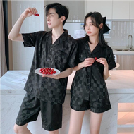 Bộ Đồ Pijama Lụa Cộc Tay Phù Hợp Cả Nam Và Nữ Bộ Đồ Ngủ Cộc Tay Chất Lụa Gấm Cao Cấp