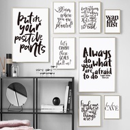 Motivational Quote Text Wall Art Canvas Painting Black White Nordic Posters And Print Wall Pictures For Living Room Office Decor