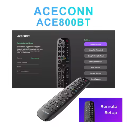 ACECONN ACE800BT Android Linux iptv boxes Universal BT Voice Remote Control Auto learning hotkeys Ba