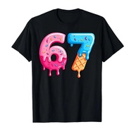 Six Seven Ice Cream Drip Sports Cool Meme 67 Funny Number T-shirt For Men Women 100% Cotton T Shirts
