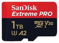 SanDisk SDSQXCZ-1T00-GN6MA Extreme Pro microSDXC UHS-I Memory Card, Black/Red