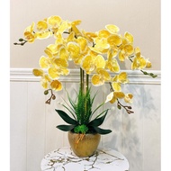 Orkid Latex Siap Gubah + Gold Vase (4 Tangkai)