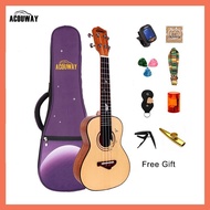 Acouway Concert ukulele ukelele 24" Inch ukulele High Quality Small Hawaii Guitar beginner&amp;Free accessorie gift  Original design with flying bird and leaf inlay