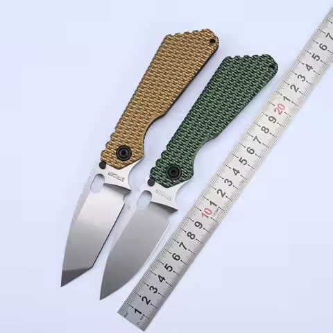 TIGEND Strider Aluminum + TC4 Handle Carve Strider SMF Copper Washer AUS10 Blade Folding Knife Campi