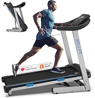 Treadmill Auto Inclined 15% for Home Gym 350 lbs Capacity 3.0 HP, Foldable Smart Treadmill with Heart Rate Monitor|Music Player|Easy to Assemble|25 Preset Program, Work with Zwift Kinomap WELLFIT Apps