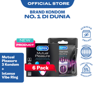 Durex Mutual Pleasure 3s x 6pcs + Intense Vibration Ring - Kondom Gerigi + Tahan Lama Pria