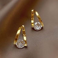 24k Saudi Gold Nasasangla Pawnable Earrings Women's Round Zircon Stud Earring Jewelry For Female Girlfriend Birthday Gift