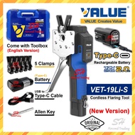 Value Cordless Flaring Tool VET-19Li-S Li-Battery Flaring Tool (1/4" 3/8" 1/2" 5/8" 3/4") Type-C Rec