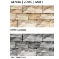 Keramik 20x40 Matt Motif Batu Alam Genoa Grey Embossed Kw3