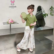 【YAOEENH】90-170cm Summer Style Girls Chinese Style Short-Sleeved Hanfu Suit Medium Big Kids New Chin