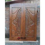 Pintu Jati Kupu Tarung Daun Pintu Kayu Jati Pintu Rumah Ukir 2 Pintu