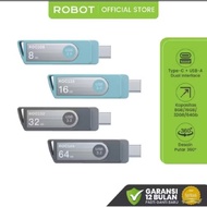 ROBOT ROCCO USB Flashdisk OTG Dual Interface USB & Type-C 8GB 16GB 32GB 64GB Data Transfer Up to 70M