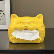 1 Cute Smiling Cat Tissue Box - Simple Cat Face Decoration, Suitable For Living Room, Kitchen, Bathr