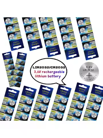 LIR2032 Rechargeable Battery 2032 Lithium charging Can Replace 3.6v 40mAH CR2032 for watches Coin Ba