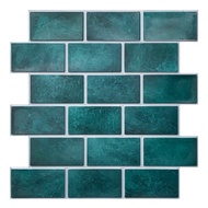 3D Peacock Blue Brick Wall Tile Sticker Self Adhesive 3D PVC Wall Panel Brick Wallpaper,DIY Backsplash Kitchen Wall Sticker Decoration Home Wall Decor 30*30cm