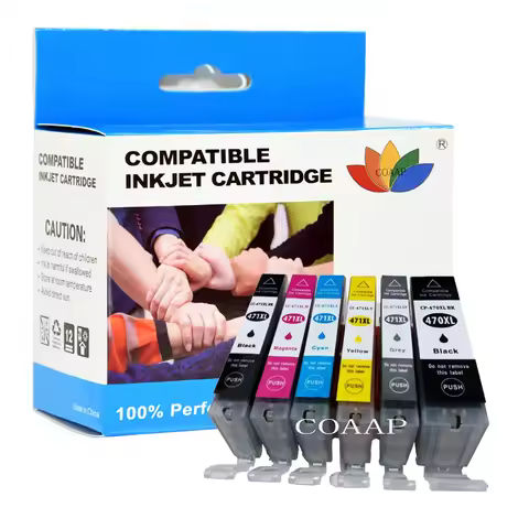 6 Pack PGI470 CLI471 PGI-470BK CLI-471 BK/C/M/Y/GY Compatible ink cartridge for canon PIXMA MG5740 M