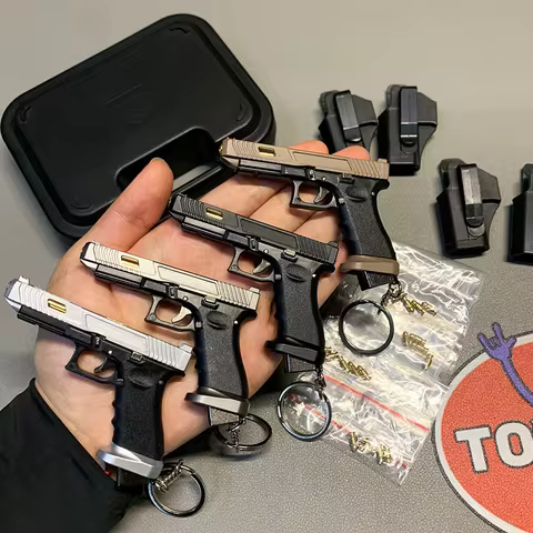 2025 New 1/3 Scale G34 Keychain Set Mini Realistic Tactical Gun Keychain With Case Black Holsters An