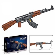 Military series shooting toy AK47 boy eat chicken puzzle DIY assembled building block toy