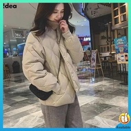 Korean Down Jacket Down Jacket 2023 Spring Autumn Down Padded Jacket Women Short Lightweight Collarless Japanese Style Diamond Check Padded Jacket Casual Trendy Jacket