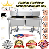 TKTT Zirafah Commercial Stainless Steel Double Deep Bowl Sink Set With Stand Sinki Berkaki Kommercia