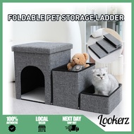 ✅[MY] 3 In 1 Foldable Pet Storage Ladder/ Cat Nest Storage/ Three-Step Sofa Staircase/ Pet Foldable Stairs With Bed